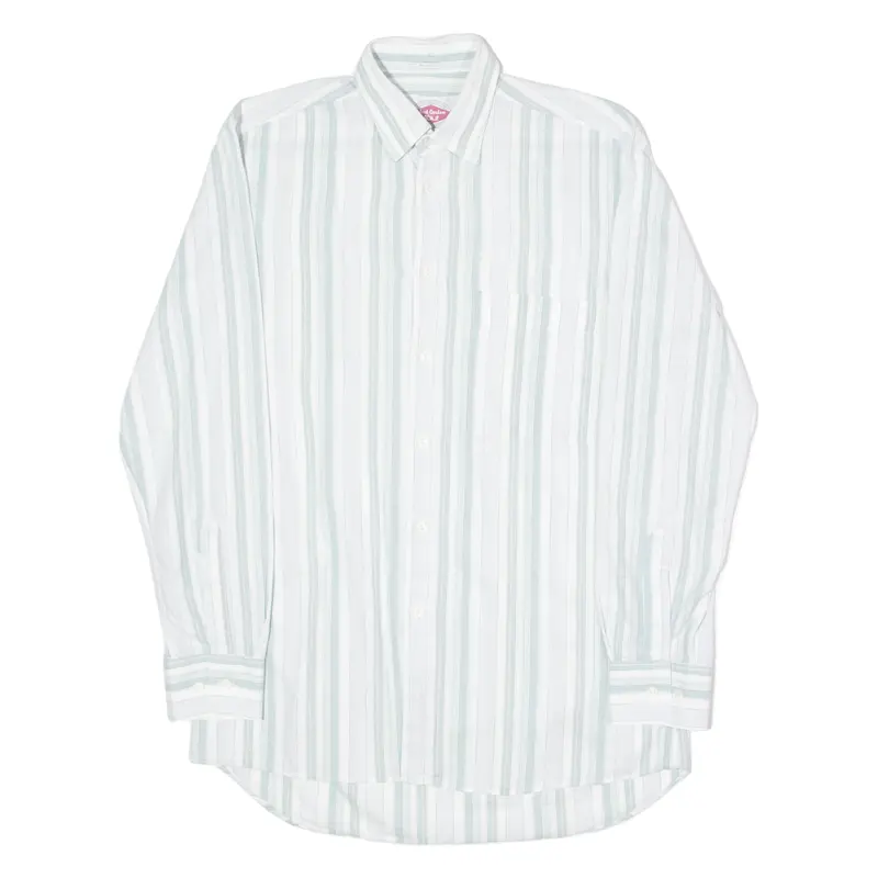 Jack Gordon Mens Shirt Green 90S Striped Long Sleeve M 1