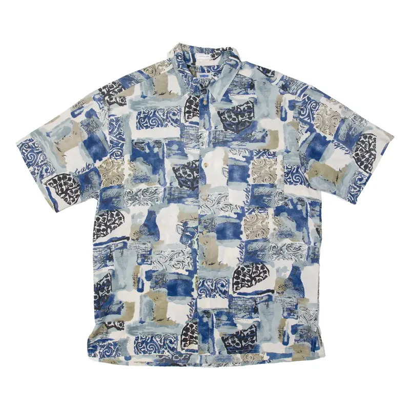 Jack Morgan Mens Shirt Blue 90S Crazy Pattern L 1