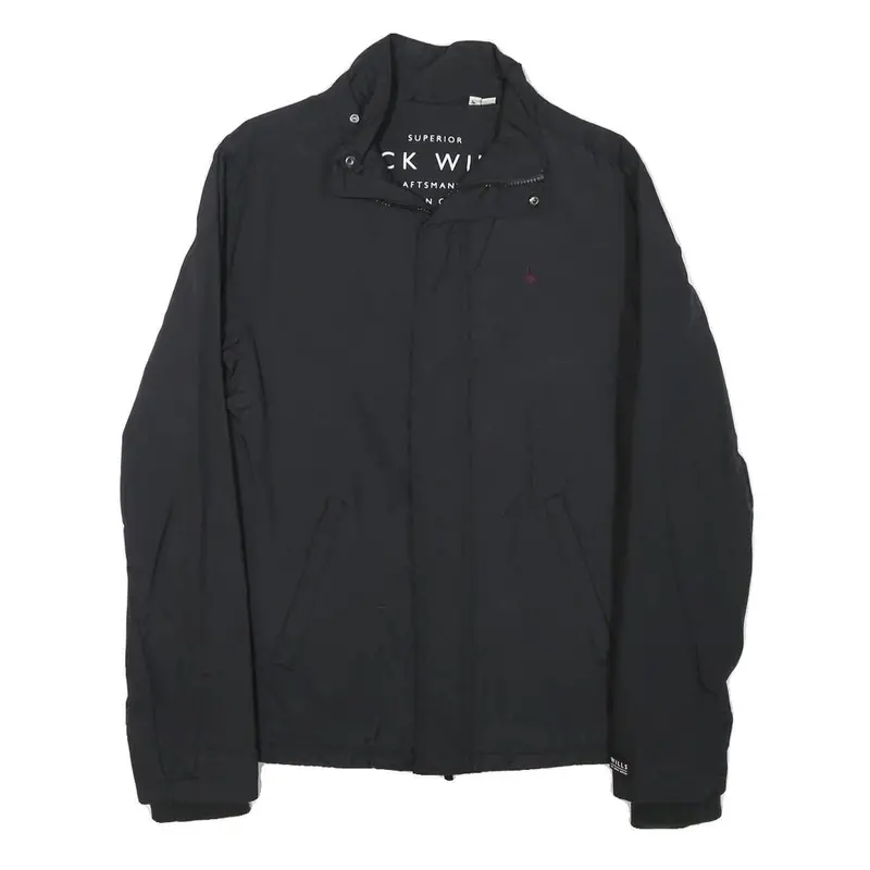 Jack Wills Mens Black Jacket S Polyester Blend Plain Zip Lightweight Casual 1