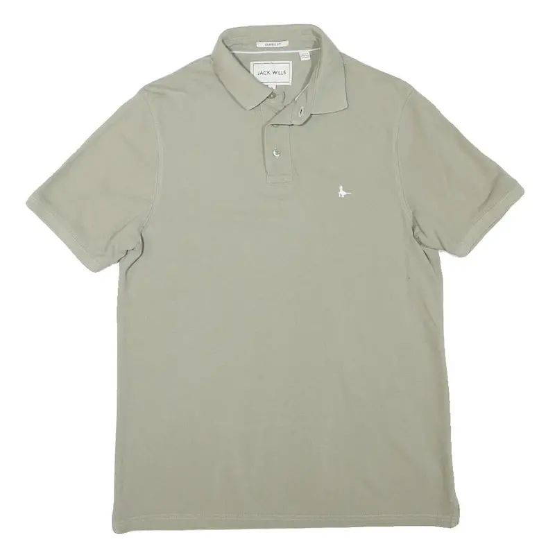 Jack Wills Mens Green Short Sleeve Plain S Cotton Blend Polo Shirt Classic Fit 1
