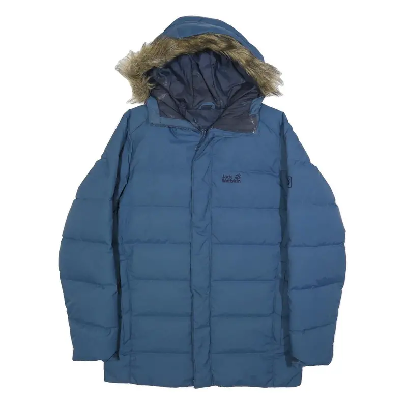 Jack Wolfskin Mens Blue Jacket S Polyamide Puffer Warm Hooded Winter Outdoor 1