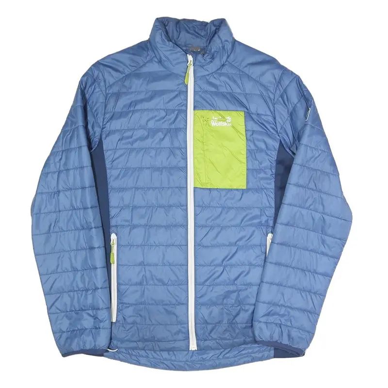 Jack Wolfskin Mens Blue & Lime Outdoor Jacket S Polyester Blend Quilted Zip 1