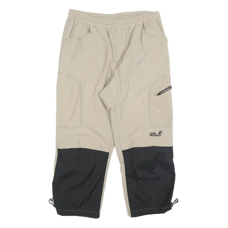Jack Wolfskin Mens Polyester Beige & Black Regular Tapered Trousers W32 L25 1