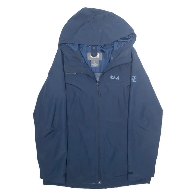 Jack Wolfskin Mesh Lined Womens Rain Jacket Blue Hooded M 1