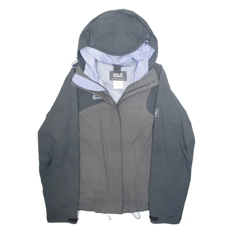Jack Wolfskin Mesh Lined Womens Rain Jacket Grey Hooded M 1