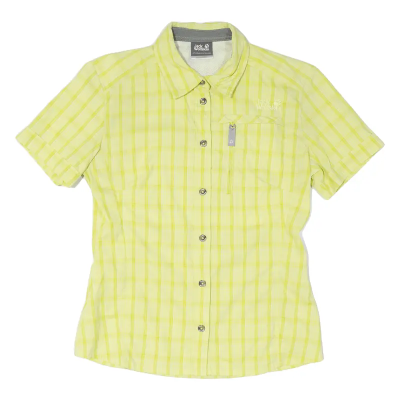 Jack Wolfskin Uv Shield Womens Shirt Yellow Check Uk 10 1