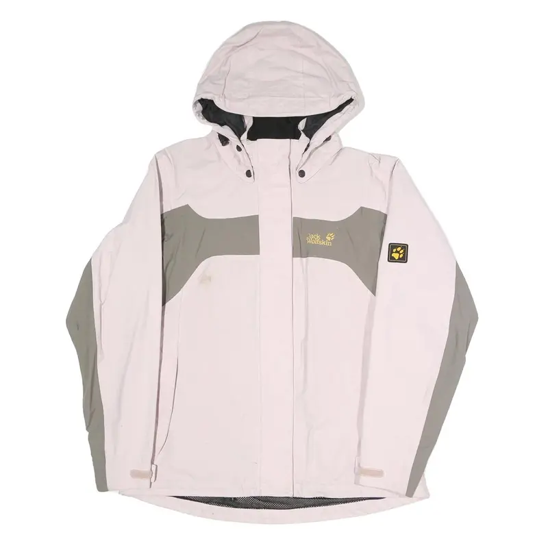 Jack Wolfskin Womens Beige & Grey Outdoor Jacket Uk 12 Polyester Blend Zip 1