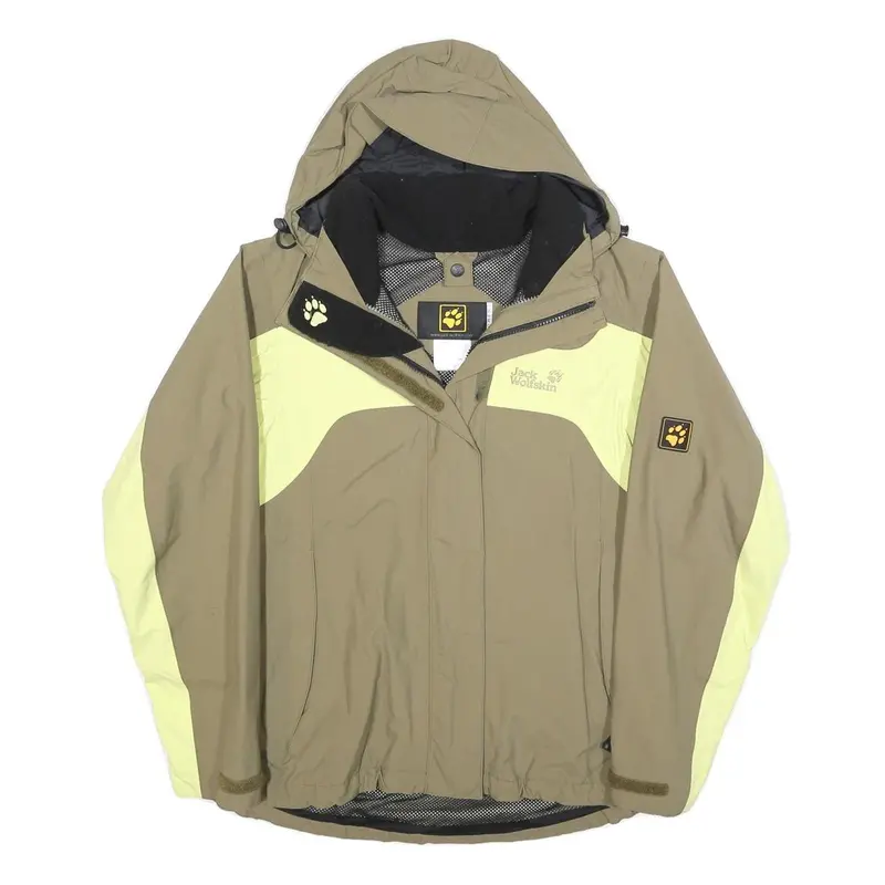 Jack Wolfskin Womens Beige & Yellow Outdoor Jacket Uk 8 Polyester Blend Zip 1