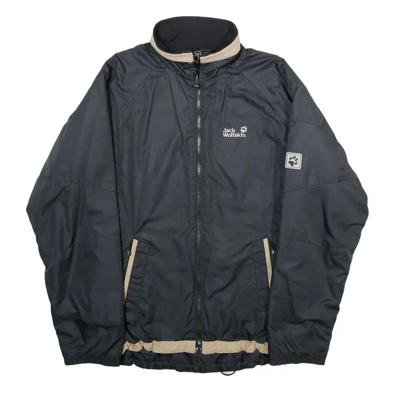 Jack Wolfskin Womens Black & Beige Outdoor Jacket Uk 12 Polyester Zip Collar 1