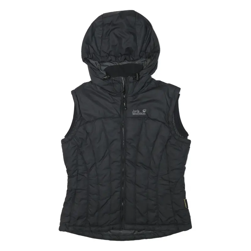 Jack Wolfskin Womens Black Outdoor Gilet S Polyester Blend Hooded Quilted 1