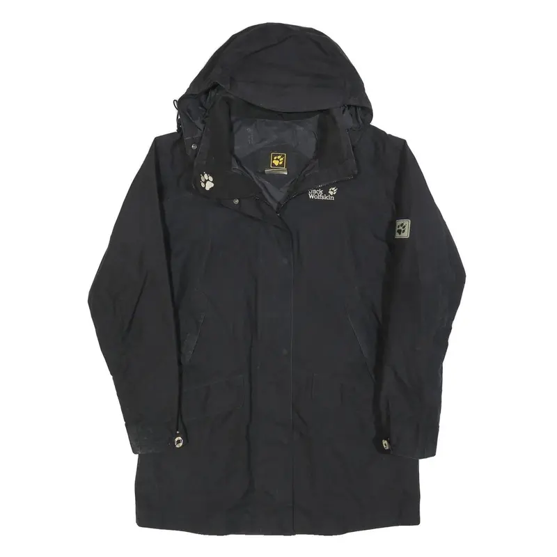 Jack Wolfskin Womens Black Outdoor Jacket Uk 16 Polyester Blend Zip Hooded 1