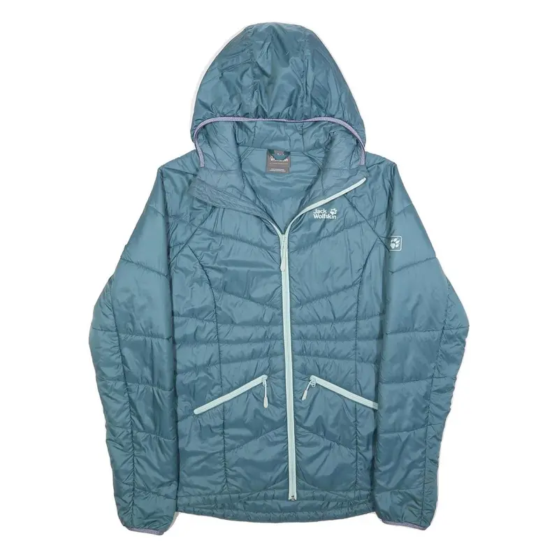Jack Wolfskin Womens Blue Jacket S Polyester Quilted Hooded Lightweight Outdoor 1