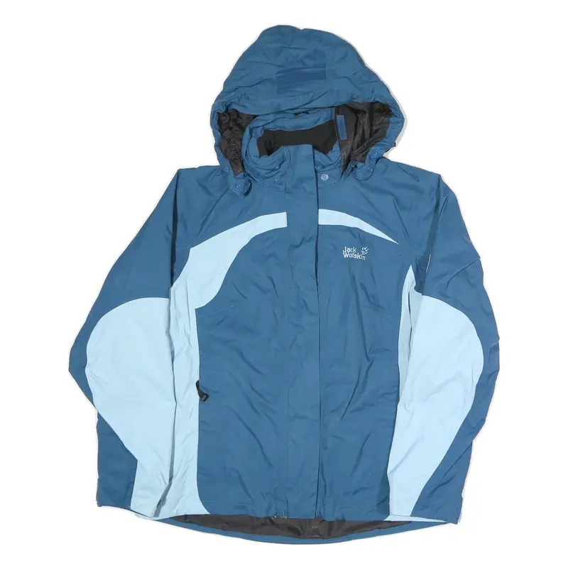 Jack Wolfskin Womens Blue & Light Blue Outdoor Jacket Uk 16 Polyester Blend Zip 1