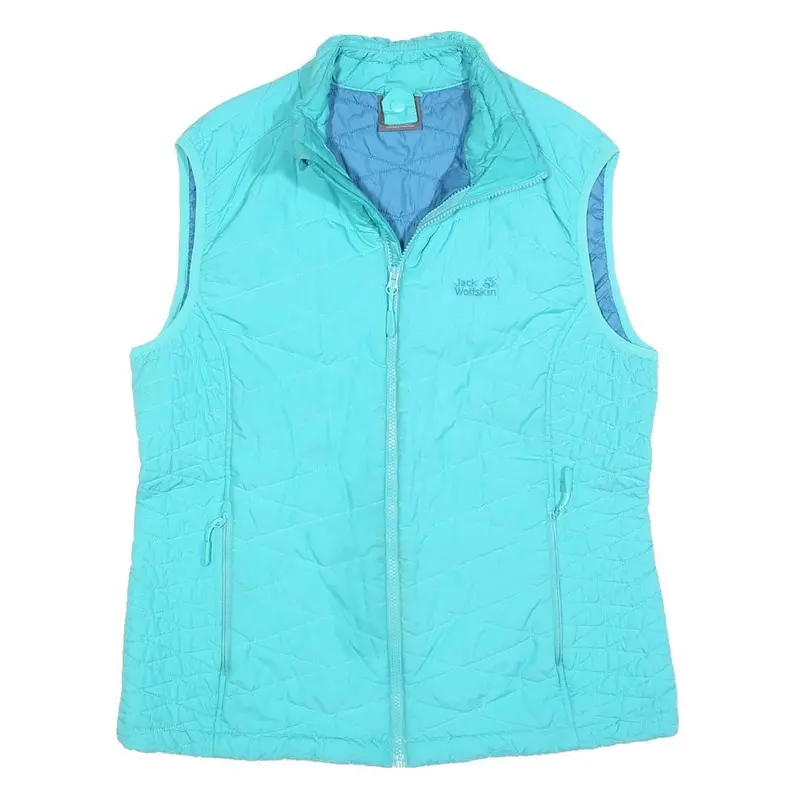 Jack Wolfskin Womens Blue Lightweight Quilted Jacket L Polyester Blend Zip 1