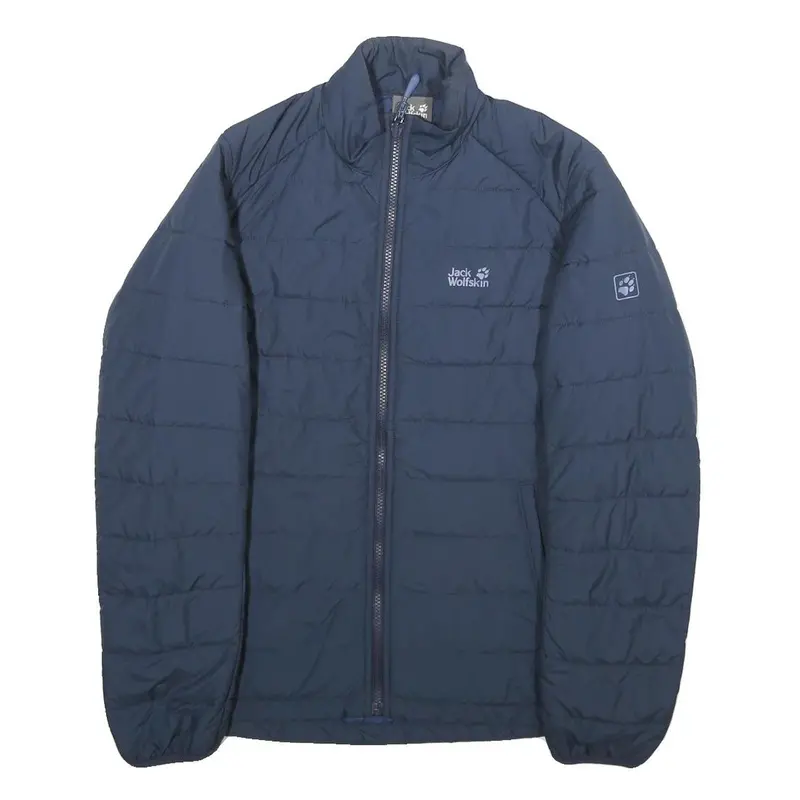 Jack Wolfskin Womens Blue Outdoor Jacket M Polyester Zip Plain Lightweight Warm 1