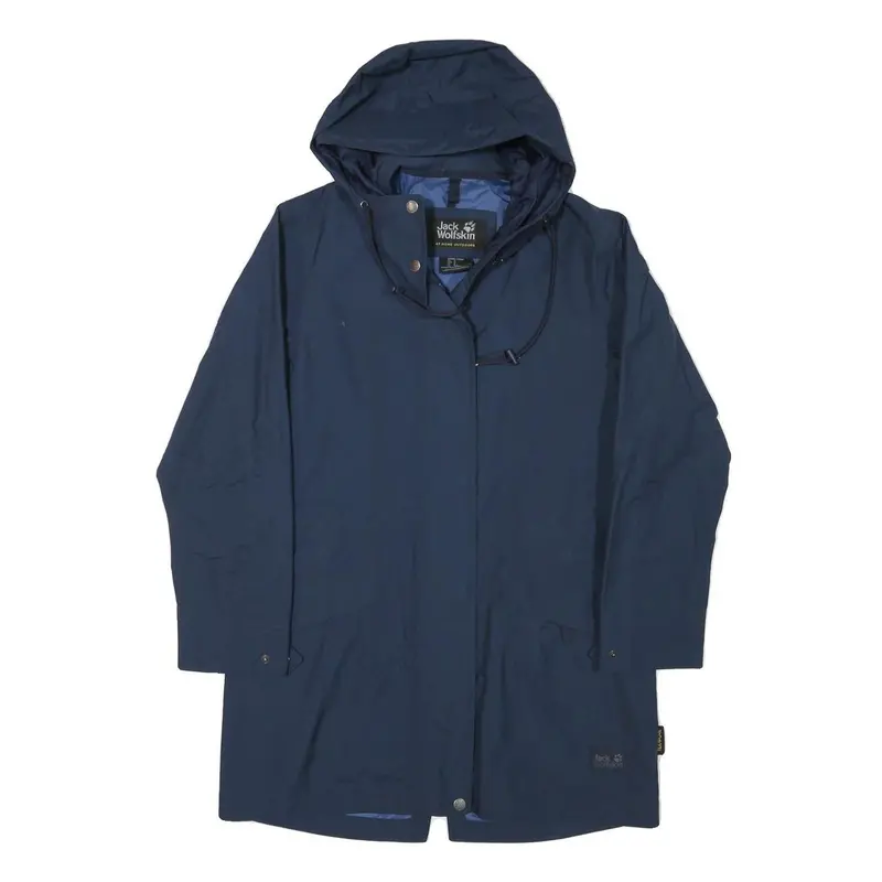 Jack Wolfskin Womens Blue Outdoor Jacket S Polyester Blend Zip Hooded Plain 1