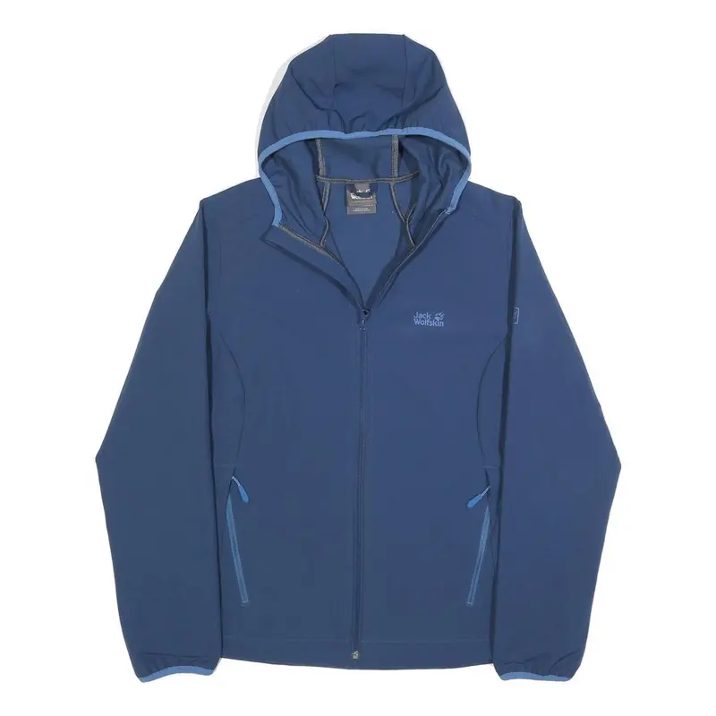 Jack Wolfskin Womens Blue Outdoor Jacket Uk 18 Polyester Blend Hooded Zip 1