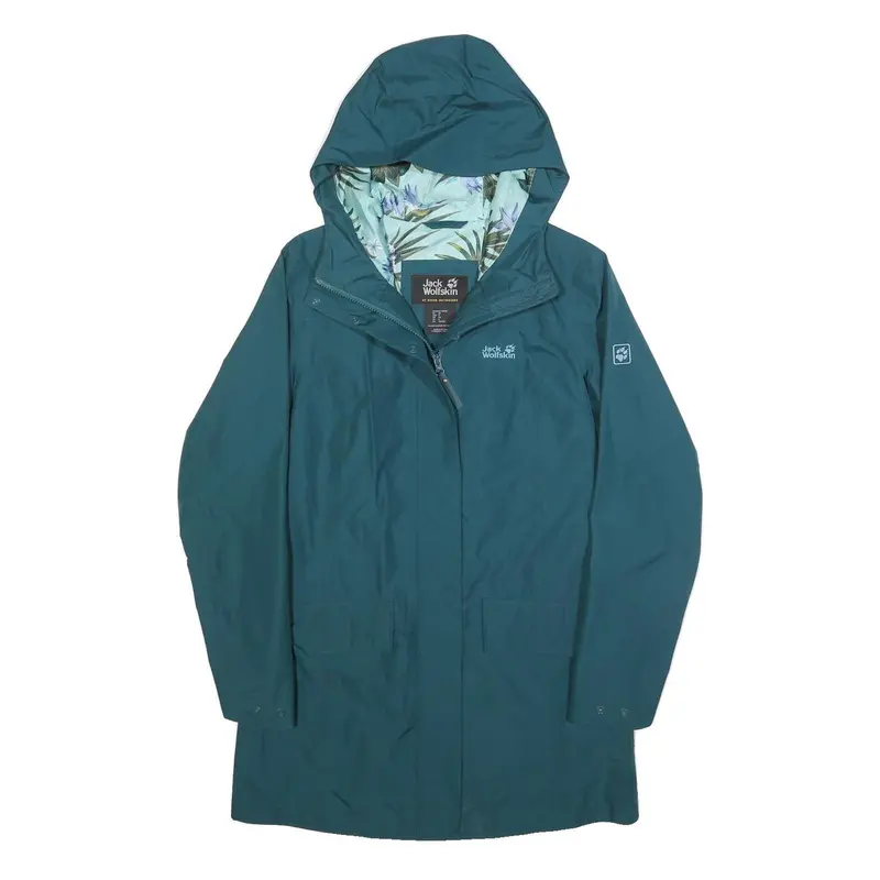 Jack Wolfskin Womens Blue Outdoor Jacket Uk 6 Polyester Zip Hooded Essential 1
