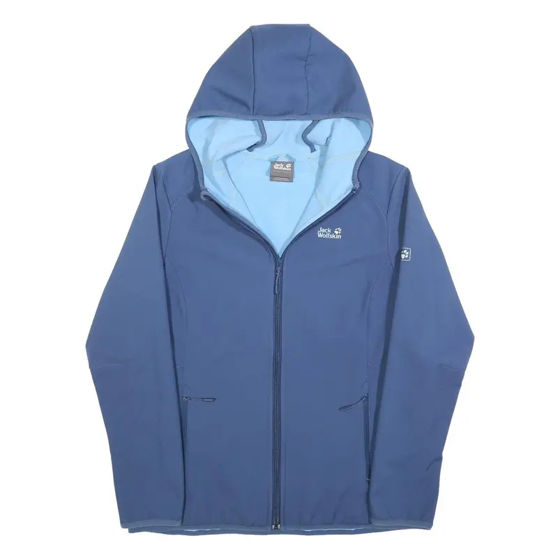 Jack Wolfskin Womens Blue Outdoor Zip Jacket L Polyester Softshell Hooded 1