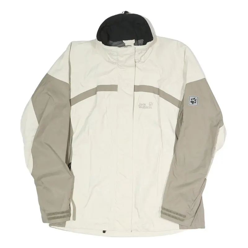 Jack Wolfskin Womens Cream & Beige Outdoor Jacket Uk 12 Polyester Blend Zip 1