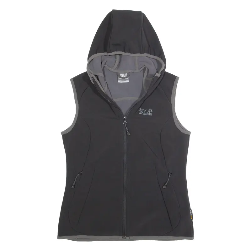 Jack Wolfskin Womens Gilet Black Hooded Uk 10 1