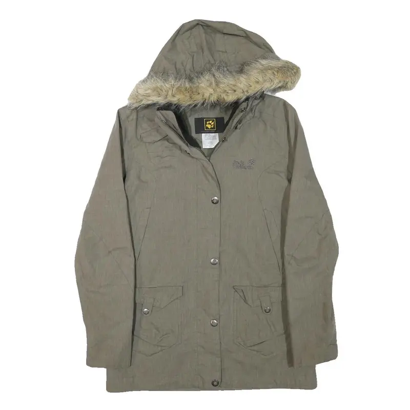 Jack Wolfskin Womens Green Jacket Uk 10 Polyester Blend Zip Hooded Outdoor Parka 1