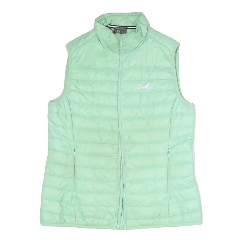 Jack Wolfskin Womens Green Light Green Quilted Gilet Uk 10 Polyester Blend Zip 1