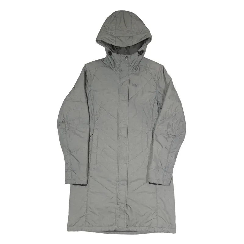 Jack Wolfskin Womens Grey Outdoor Jacket Uk 10 Polyester Blend Hooded Quilted 1