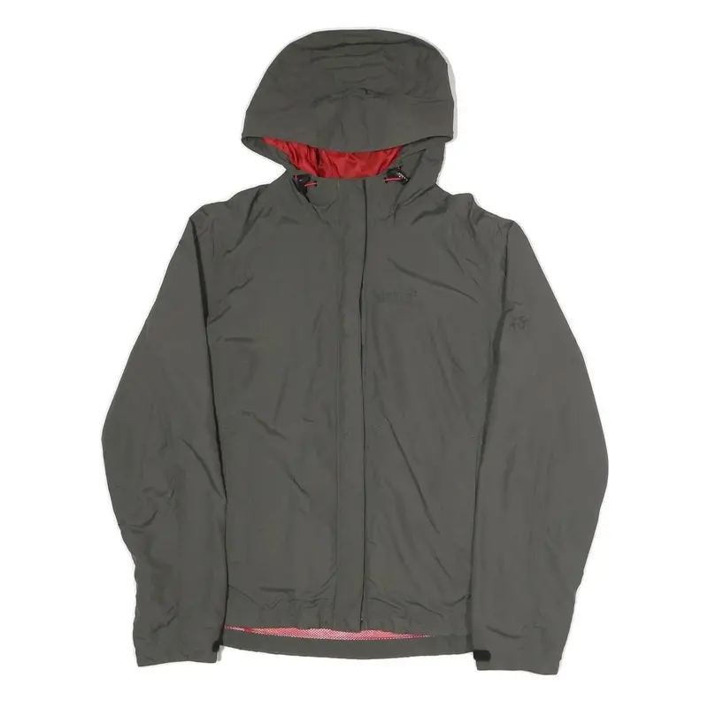 Jack Wolfskin Womens Grey Outdoor Jacket Uk 16 Polyester Blend Zip Hooded Plain 1