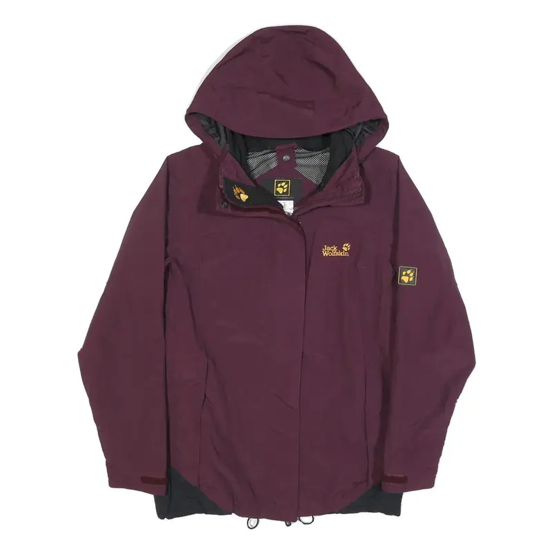 Jack Wolfskin Womens Maroon Jacket Uk 8 Polyamide Zip Hooded Outdoor Classic 1