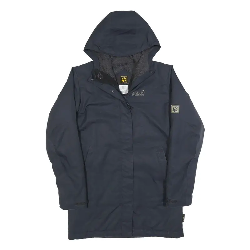 Jack Wolfskin Womens Navy Blue Outdoor Jacket Uk 8 Polyester Blend Hooded Zip 1