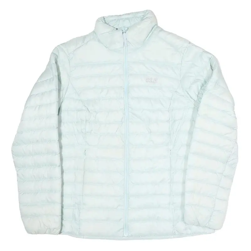 Jack Wolfskin Womens Pale Blue Jacket Uk 18 Polyester Blend Puffer Zip Outdoor 1