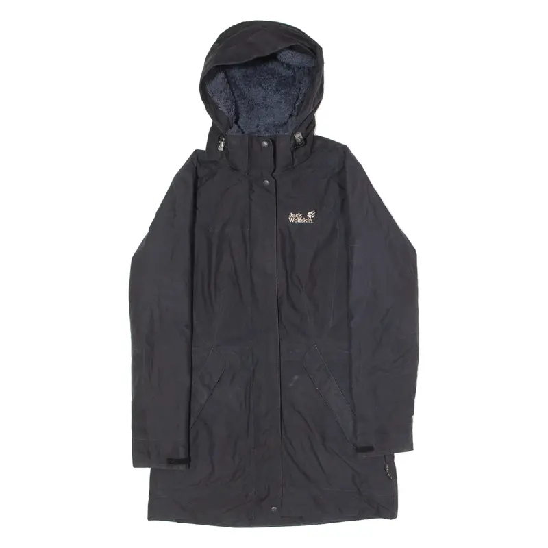 Jack Wolfskin Womens Parka Coat Black Hooded Uk 10 1