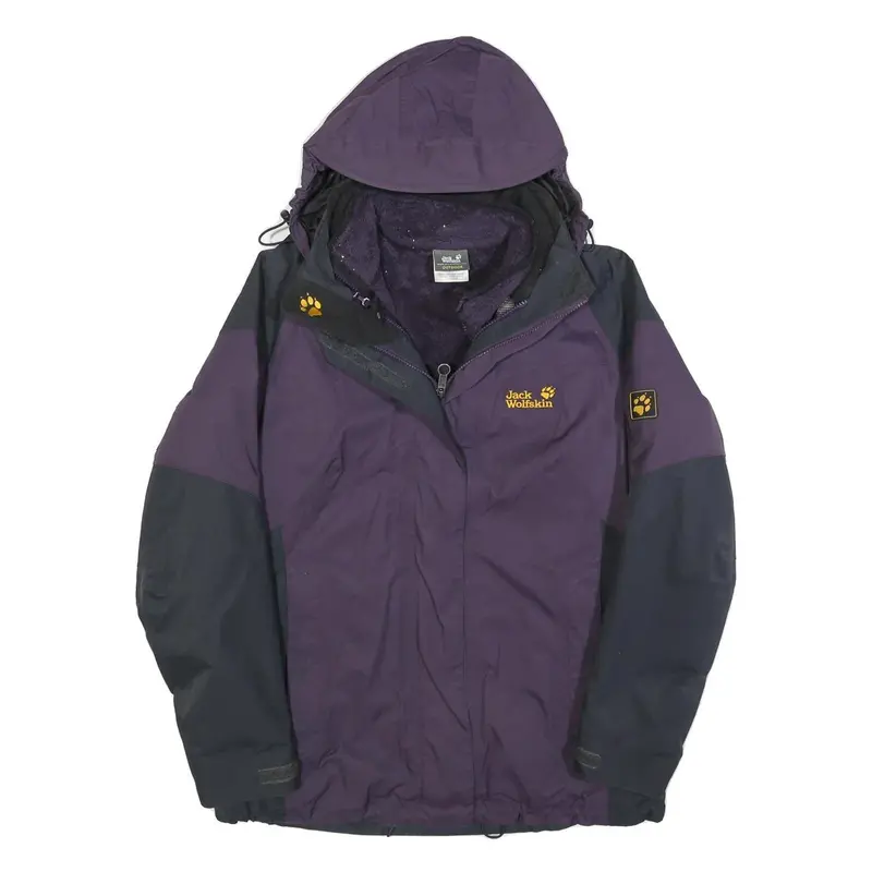 Jack Wolfskin Womens Purple & Black Outdoor Jacket L Polyester Blend Zip 1