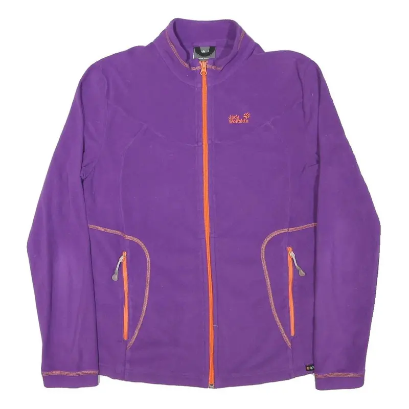 Jack Wolfskin Womens Purple & Orange Zip Jacket L Polyester Blend Fleece Outdoor 1