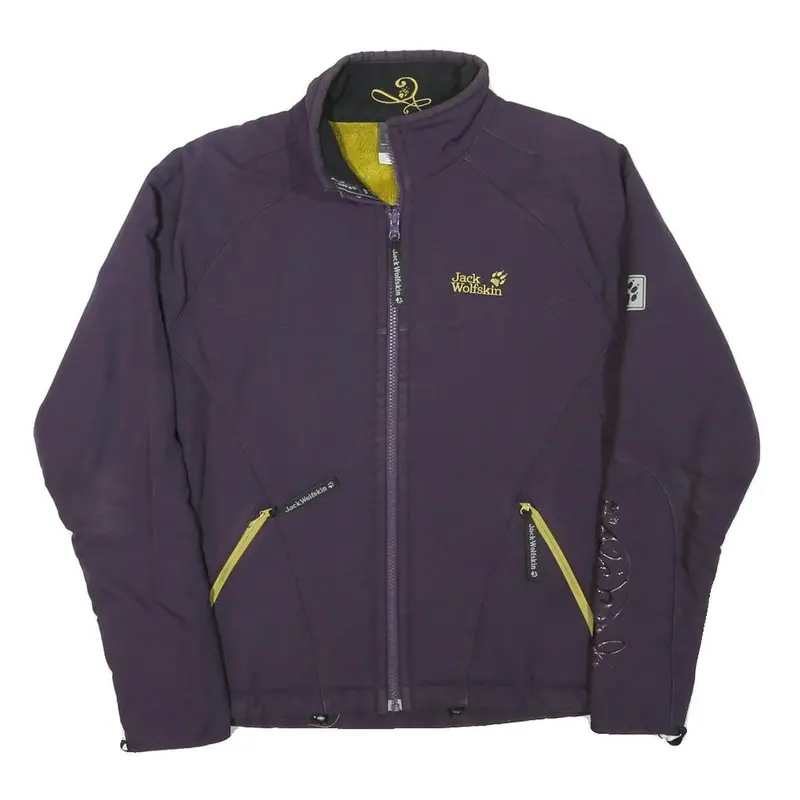 Jack Wolfskin Womens Purple & Yellow Outdoor Jacket M Polyester Blend Zip 1
