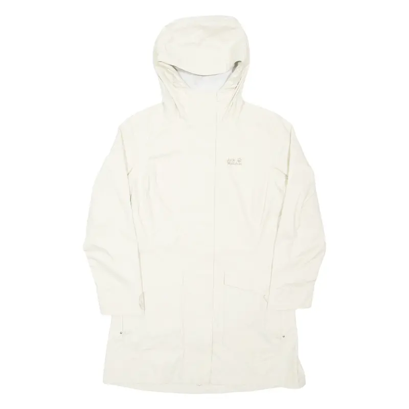 Jack Wolfskin Womens Rain Coat Cream Hooded Uk 8 1