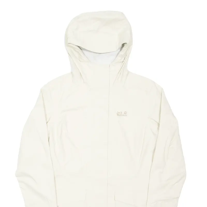 Jack Wolfskin Womens Rain Coat Cream Hooded Uk 8 2