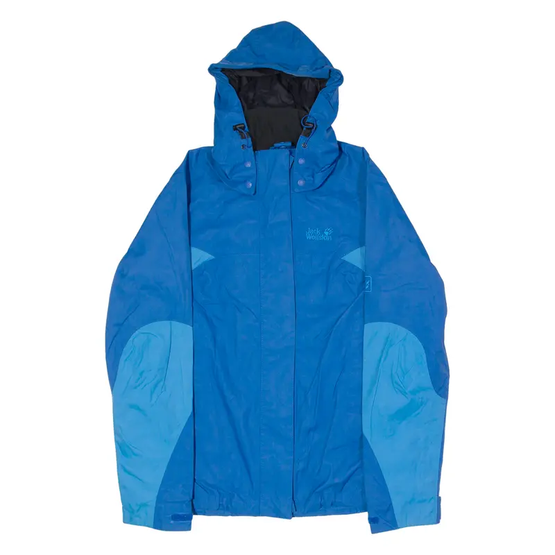 Jack Wolfskin Womens Rain Jacket Blue Hooded Colourblock M 1