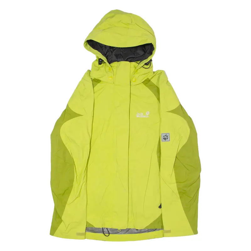 Jack Wolfskin Womens Rain Jacket Green Hooded Colourblock Uk 16 1