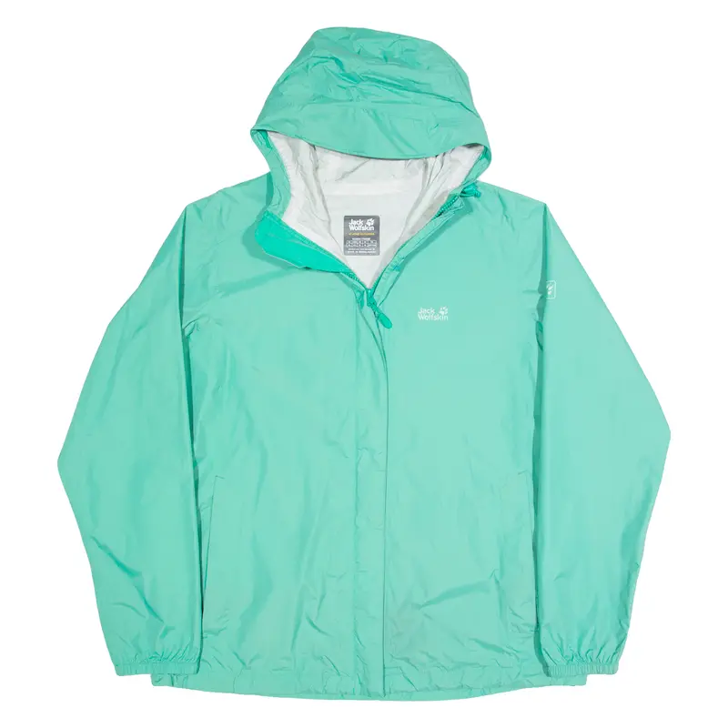 Jack Wolfskin Womens Rain Jacket Green Hooded Uk 18 1