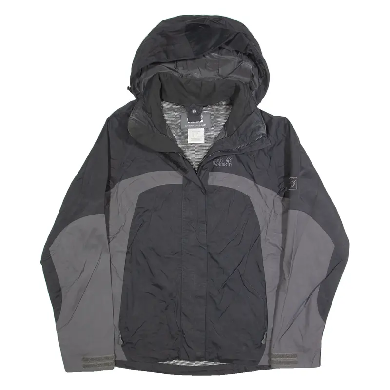 Jack Wolfskin Womens Rain Jacket Grey Hooded Uk 8 1
