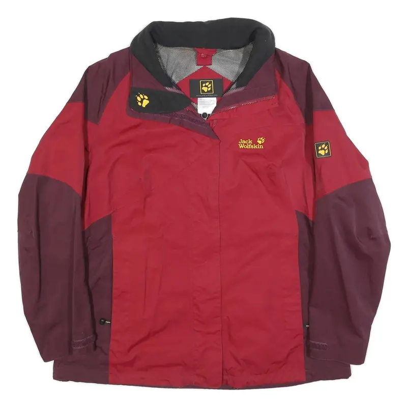 Jack Wolfskin Womens Red & Burgundy Outdoor Jacket L Polyester Blend Zip 1