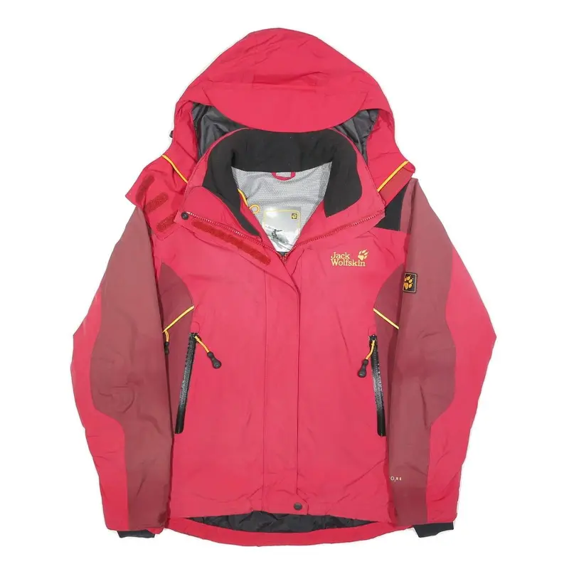 Jack Wolfskin Womens Red & Dark Red Outdoor Jacket M Polyester Blend Zip 1