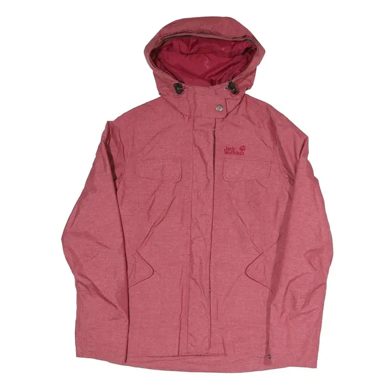 Jack Wolfskin Womens Red Jacket Uk 12 Polyester Blend Outdoor Zip Hooded 1