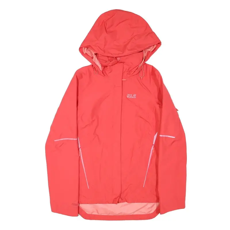 Jack Wolfskin Womens Red Outdoor Jacket S Polyester Blend Waterproof Hooded Zip 1
