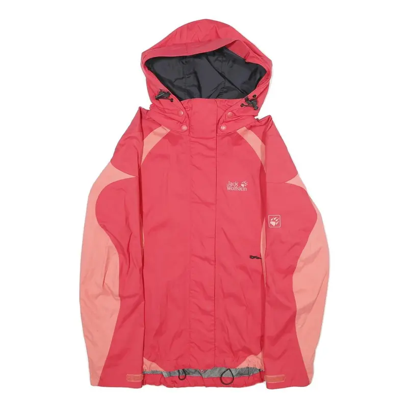 Jack Wolfskin Womens Red & Pink Outdoor Jacket M Polyamide Waterproof Zip Hood 1