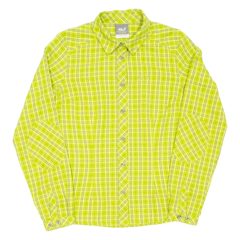 Jack Wolfskin Womens Shirt Green Check Long Sleeve Uk 8 1