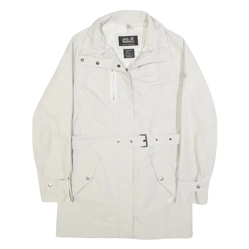 Jack Wolfskin Womens White Jacket Uk 12 Polyester Classic Zip Belted Outdoor 1