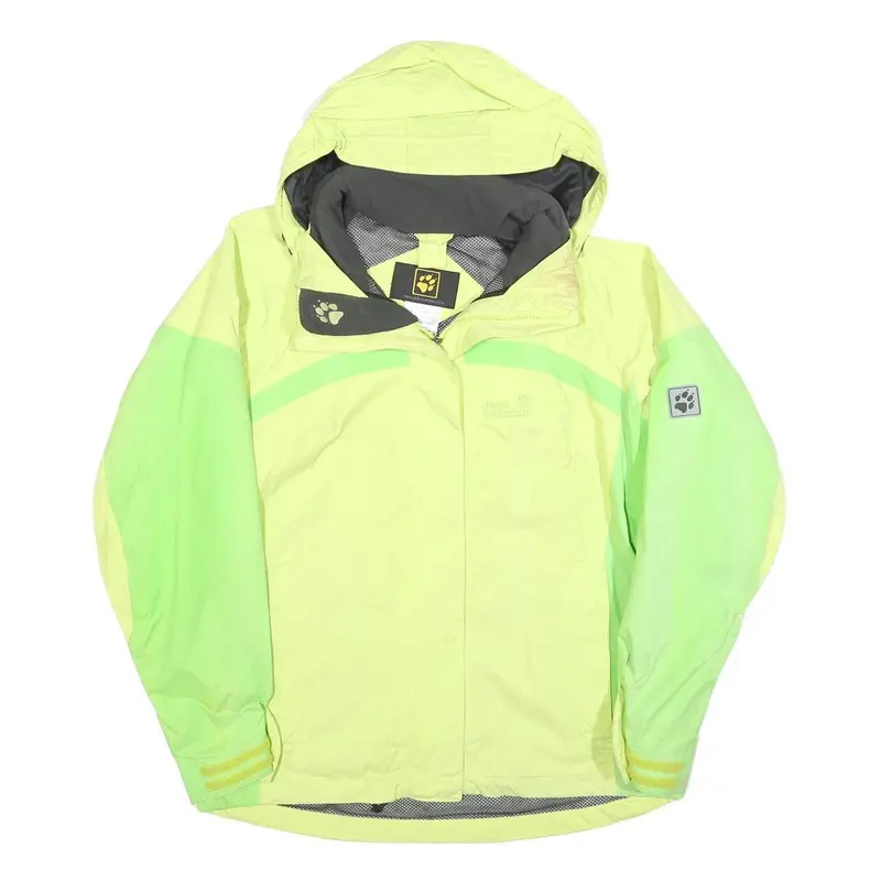 Jack Wolfskin Womens Yellow & Green Outdoor Jacket L Polyester Blend Zip Hooded 1
